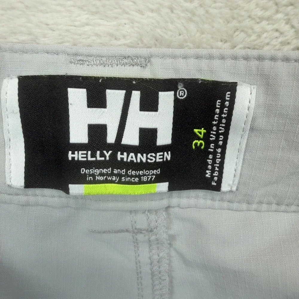 Helly Hansen Mens Cargo Shorts 34 Ripstop Hiking Outdoor Lightweight Gray Nylon